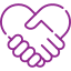 a purple heart and handshake